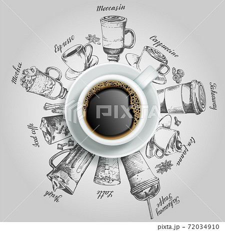 Cup of coffee with coffee drinks vector creative illustration 72034910