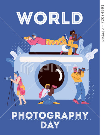 Colorful banner or poster for World Photography day cartoon vector illustration. Colorful banner or poster for World Photography day cartoon vector illustration. 72034991