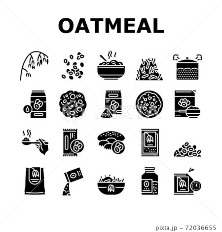 Oatmeal Nutrition Collection Icons Set Vector Oatmeal Nutrition Collection Icons Set Vector 72036655