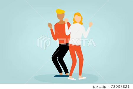ツイストを踊る男性と女性のペアのイラスト素材 7371