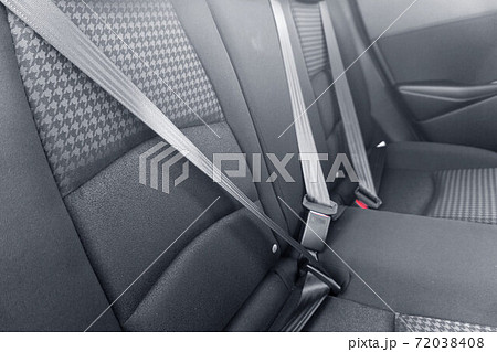 車の後部座席 シートベルトの写真素材