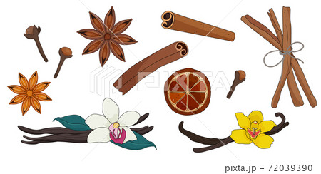 Christmas spices for hot beverages and pastry. Christmas spices for hot beverages and pastry. 72039390