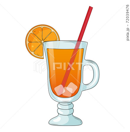 Fresh orange juice in glass with a straw. Fresh orange juice in glass with a straw. 72039476