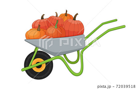 Wheelbarrow full of pumpkins. Stock vector illustration. Wheelbarrow full of pumpkins. Stock vector illustration. 72039518