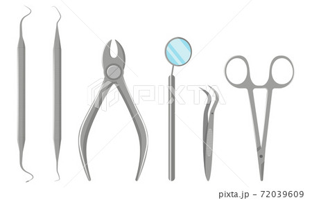 Set of dental tools isolated on white background. Set of dental tools isolated on white background. 72039609