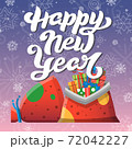 New Year russian greeting card with cartoon Snow Maiden 72042227