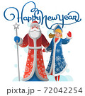 New Year greeting card with Father Frost and Snow Maiden 72042254
