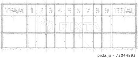紙に鉛筆で描いた野球のスコアカード 72044893