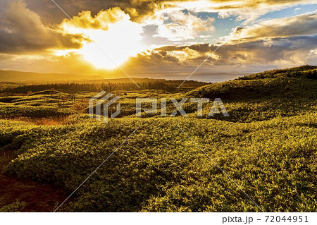 雨上がりの風景 夕日と晩秋の知床 北海道斜里町 雨上がりの風景 夕日と晩秋の知床 北海道斜里町 72044951