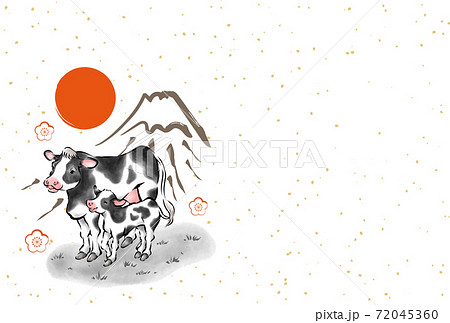 年賀2021 丑年 シンプルな墨絵の牛の和風年賀状【文字なし】 年賀2021 丑年 シンプルな墨絵の牛の和風年賀状【文字なし】 72045360