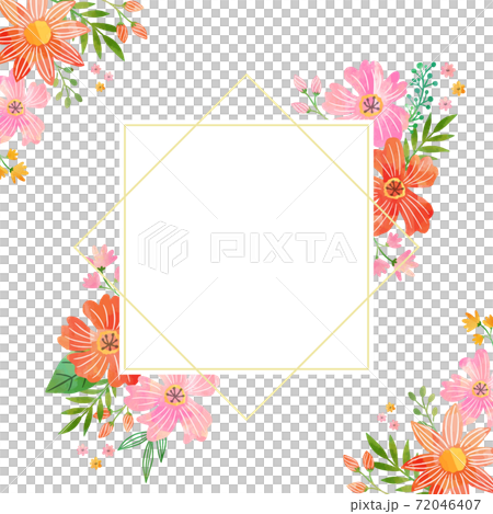 水彩テクスチャ花フレームのイラスト素材