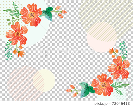 水彩テクスチャ花フレームのイラスト素材