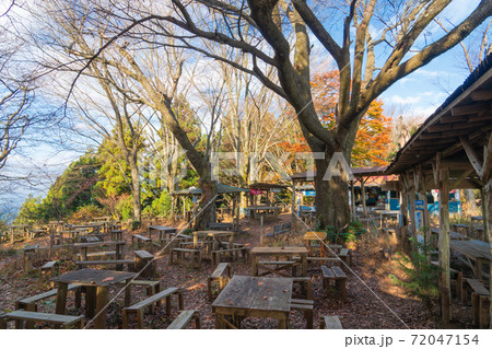 早朝の景信山山頂で見れる紅葉（奥高尾） 72047154