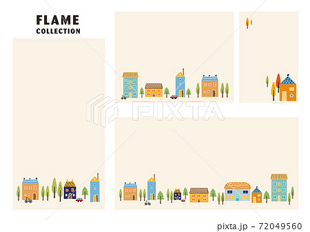 フレーム 北欧 街並み 家のイラスト素材
