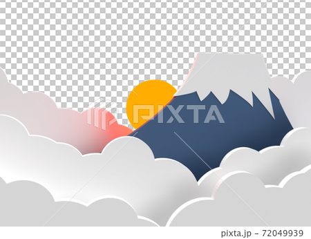 Mt. Fuji peeking from the sea of clouds, the first sunrise 72049939