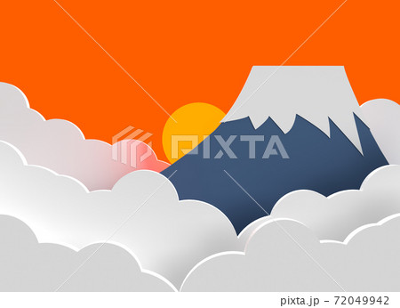雲海から覗く富士山 初日の出のイラスト素材