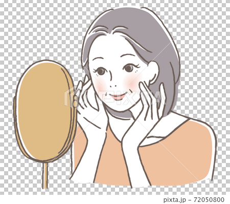 Senior woman smiling in the mirror Senior woman smiling in the mirror 72050800