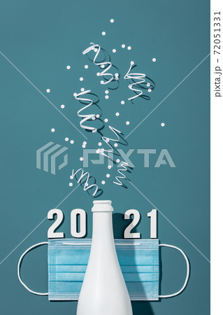 New Year Celebration With Champagne, Merry Christmas in covid-19 pandemic. 72051331