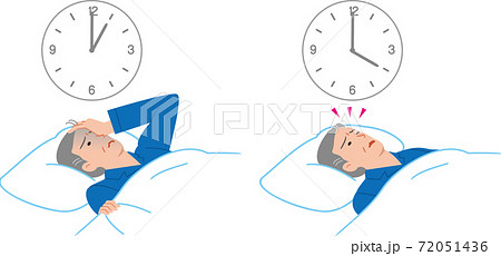 睡眠障害のシニア男性 72051436