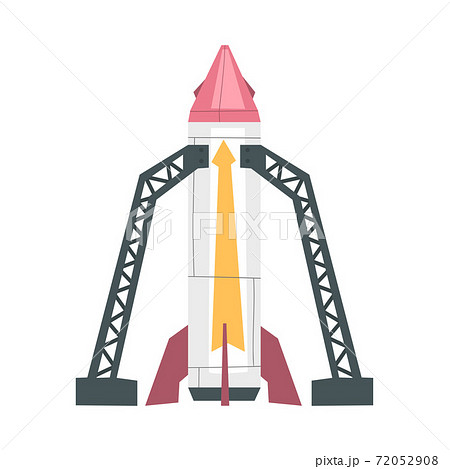 Rocket Launch, New Project Start Up Concept Cartoon Style Vector Illustration 72052908