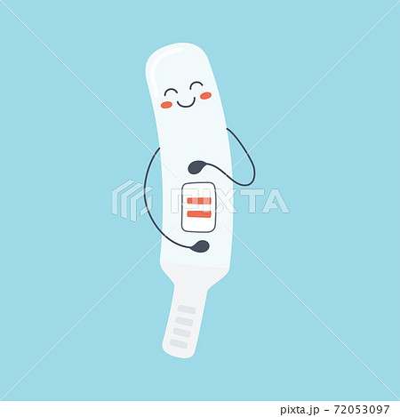 Happy pregnancy test with positive result as a two lines. Planning a baby. Isolated vector illustration Happy pregnancy test with positive result as a two lines. Planning a baby. Isolated vector illustration 72053097