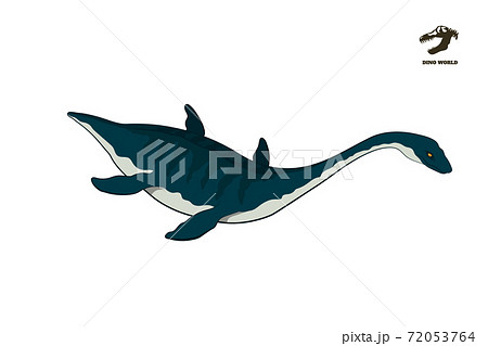 Dinosaur plesiosaur in isometric style. Isolated image of jurassic monster. Cartoon dino 3d icon. Sea reptile 72053764
