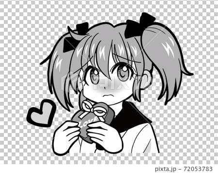 Girl in a sailor suit worried about giving Valentine's chocolate 72053783