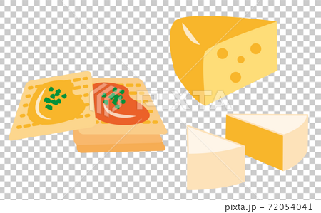 チーズとクラッカーのおつまみイラストセット 白背景のイラスト素材