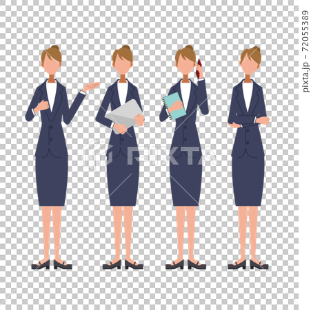 ビジネス 若い女性 スーツ 白背景 セットのイラスト素材 7553