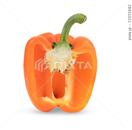 half orange pepper on white background 72055682