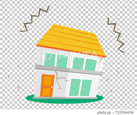 住宅のベクターイラスト　家　住宅保険　地震 72056456
