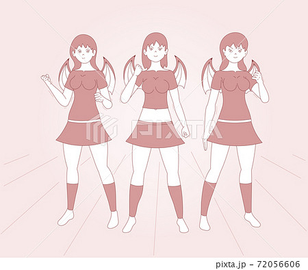 Beautiful devil girls, succubus or female demons. Vector illustration in flat style 72056606