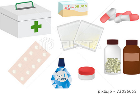 常備薬と薬のイラストセットのイラスト素材