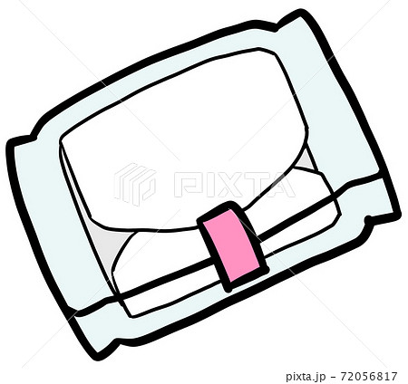 生理用ナプキン単品 中身が見えるパッケージ のイラスト素材