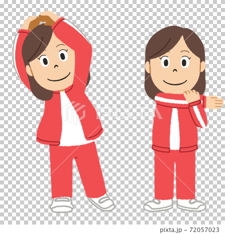ストレッチで筋肉をほぐす女性のイラストのイラスト素材