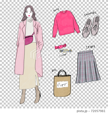 コーディネート　手描きイラスト 72057981