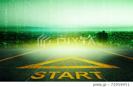 Road with Start sign to a hope in to AI computer coding City, pathway to IT computer solution. Road with Start sign to a hope in to AI computer coding City, pathway to IT computer solution. 72059451