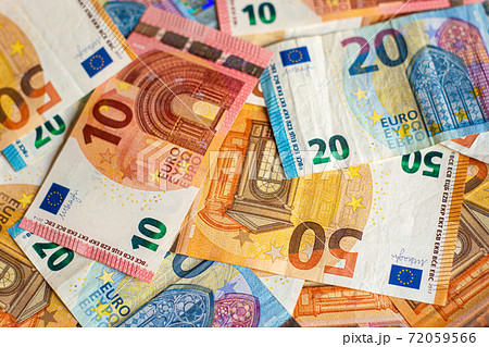 Euro money, 10, 20, 50 euro banknotes background, face value 10, 20, 50 euros 72059566