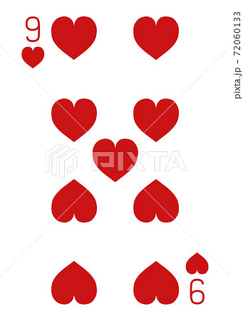 ハートのトランプ 赤 9のイラスト素材
