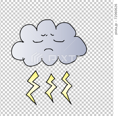 雷のイラスト 雲からイナズマ 顔あり のイラスト素材