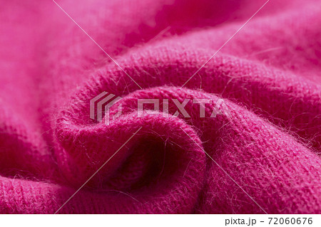 ピンクのアンゴラニット生地の素材感の写真素材