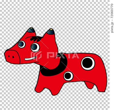 シンプルな赤ベコのイラスト シンプルな赤ベコのイラスト 72060770