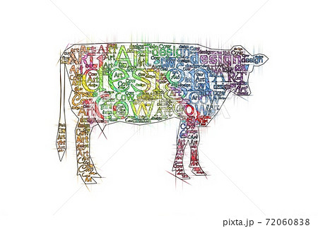 色鉛筆で描いた芸術的な牛のイラストのイラスト素材 7608