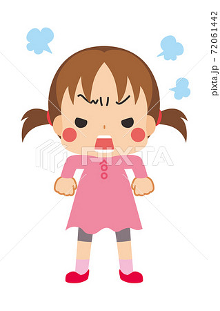 肩を怒らせプンプンと文句を言うご立腹の可愛い小さな女の子のイラスト素材 肩を怒らせプンプンと文句を言うご立腹の可愛い小さな女の子のイラスト素材