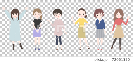 6名不同姿勢的年輕女子麵帶微笑[沒有主線] 72061550