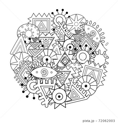 Abstract elements mandala coloring page. Tribal circle shape pattern Abstract elements mandala coloring page. Tribal circle shape pattern 72062003