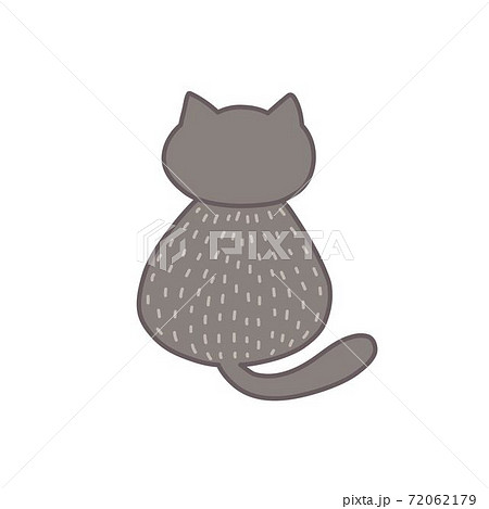 Fat Cat Sitting Back View Cute Feline のイラスト素材