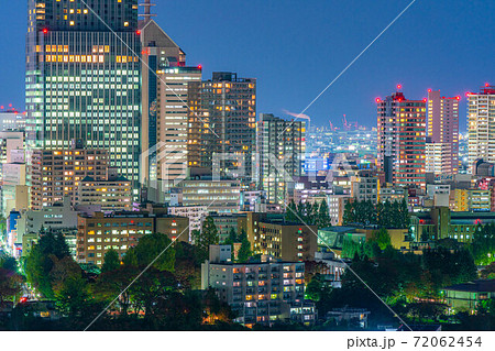 青葉城址から見る仙台市の夜景 宮城県 の写真素材