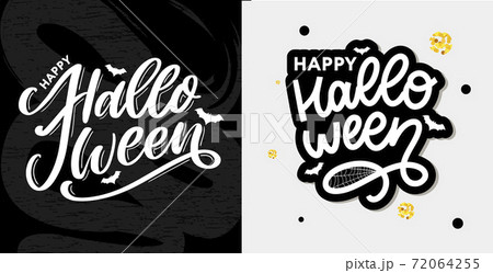 Halloween lettering greeting card calligraphy text brush black vector Halloween lettering greeting card calligraphy text brush black vector 72064255