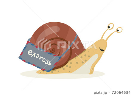 snail mail with mail bag cartoon style illustration snail mail with mail bag cartoon style illustration 72064684